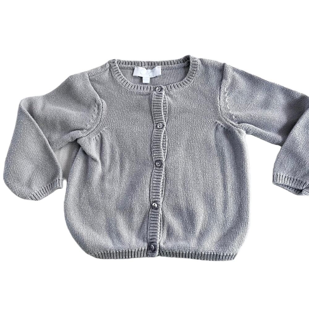 C de C girls light gray cotton cardigan sweater 12 months